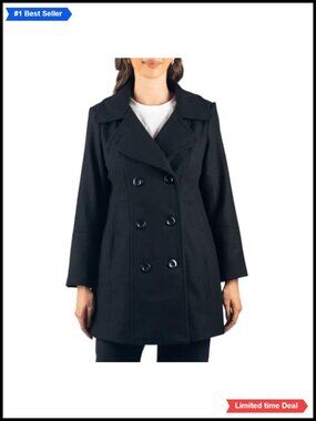 Wool Blend Peacoat Double Breasted A-Line Winter Coat